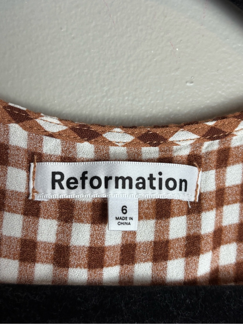 Reformation Brown and White Gingham Button-Front Tunic - Picture 5 of 11